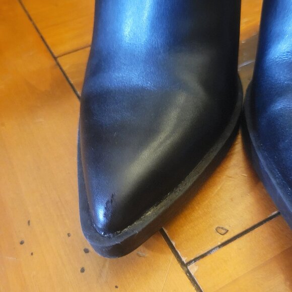Forever 21 Sleek Black Pointed Toe Chunky Heeled Boots - Size 7 - Picture 10 of 12